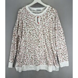 Levaca Women's Sz 2XL Pink Leopard Animal Print Long Sleeve Pullover Sweater NWT